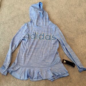 NWT - Adidas - Girls Medium (10/12) Blue Dri-Fit Hoodie with Ruffle Hem
